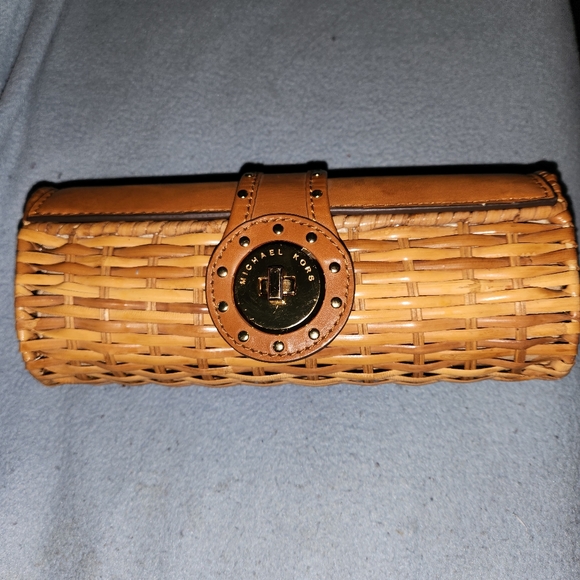 Michael Kors Handbags - Michael Kors Tan and Brown Woven Clutch